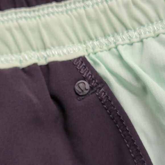 Lululemon Run Bandit Track Pant Black / Mini Hyper Stripe Fresh Teal Size 8 - Picture 7 of 13